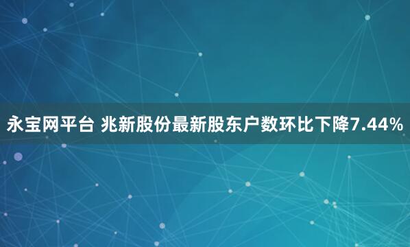 永宝网平台 兆新股份最新股东户数环比下降7.44%