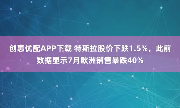 创惠优配APP下载 特斯拉股价下跌1.5%，此前数据显示7月欧洲销售暴跌40%